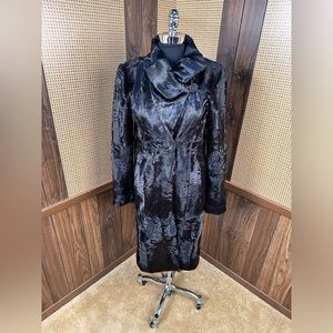 CASSIN NEW YORK JET BLACK RUSSIAN BROADTAIL FUR COAT JACKET SIZE SMALL